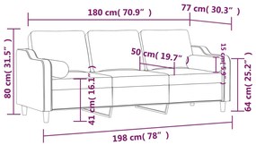 Sofá 3 lugares + almofadas decorativas 180 cm tecido castanho