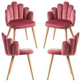 Pack 4 Cadeiras Hand Veludo - Rosa