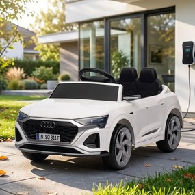 Carro elétrico para Crianças 12V 4x4 Audi SQ8, Rodas de espuma EVA, comando, assento Couro ecológico Branco