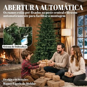 Árvore de Natal artificial 210 cm com 2080 Ramos Realistas Design Amplo e Ramos Articulados Verde