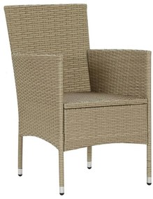 3 pcs conjunto jantar p/ jardim c/ almofadões vime PE bege