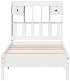 Cama com estante sem colchão 75x190 cm pinho maciço branco