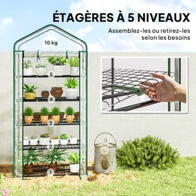 Estufa de jardim em PVC com 5 prateleiras, estufa de varanda, estrutura em aço, porta com fecho de correr, 90 x 49 x 193 cm, transparente