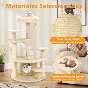 Arranhador para gatos Torre de atividades multinível com cama e condomínio Postes para arranhar e plataformas Centro de entretenimento Bege