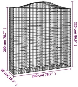 Cestos gabião arqueados 4pcs 200x50x200/220cm ferro galvanizado