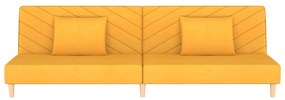 Sofá-cama 2 lugares com duas almofadas tecido amarelo