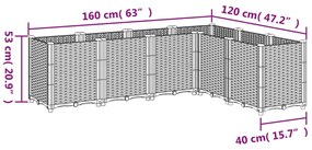 Vaso/floreira 160x120x53 cm PP cinzento