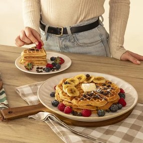 Máquina de waffles Fun Gofrestone Round de 1000 W de potência e em aço inoxidável