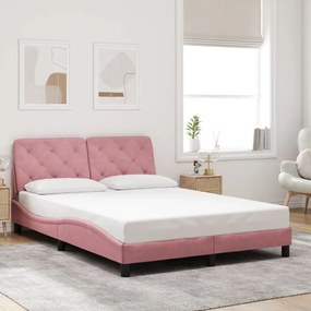 vidaXL Estrutura de cama c/ cabeceira 140x190 cm veludo rosa