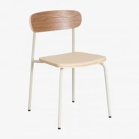 Cadeira de jantar empilhável de couro sintético Wilpier Crema - Sklum