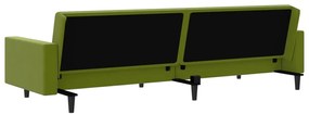 Sofá-cama de 2 lugares veludo verde-claro