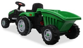 Tractor a pedais para crianças com reboque Strong Bull Verde