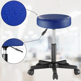 Banco giratória em 360° com rodas em couro sintético Ø35 x 48 x 46-60 cm Azul