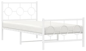 Estrutura de cama com cabeceira e pés 90x190 cm metal branco