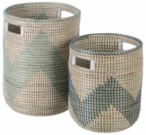 Conjunto de Cestos 38 X 38 X 50 cm Natural Cinzento Fibra Natural (2 Peças)