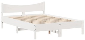 Estrutura de cama com cabeceira 140x200 cm pinho maciço branco