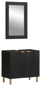 vidaXL 2 pcs conjunto móveis casa de banho derivados de madeira preto