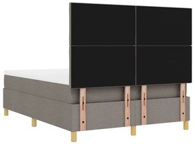 Cama Box Spring com Colchão &amp; Banco Taupe 140x190 cm Tecido