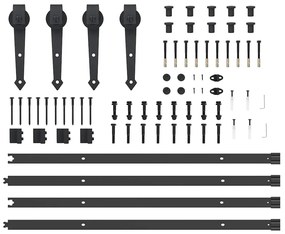 Kit de ferragens para porta deslizante 213,5 cm aço preto