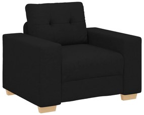 Conjunto de Sofá de 3 Peças com Almofadas em Tecido Preto