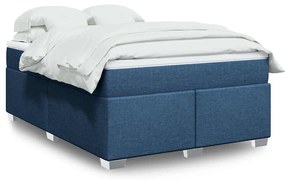 vidaXL Cama com molas/colchão 140x190 cm tecido azul
