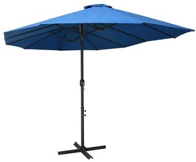 vidaXL Guarda-sol de exterior c/ poste alumínio 460x270 cm azul
