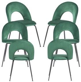 Pack 6 Cadeiras Dawa Black Veludo - Verde