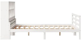 Cama com estante sem colchão 140x200 cm pinho maciço branco