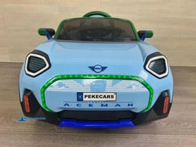 Carro elétrico para crianças MINI ACEMAN 12V 2.4G, Rodas de borracha, assento em pele sintética Azul