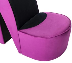 Cadeira estilo sapato de salto alto veludo roxo