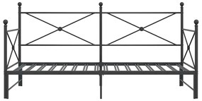 Cama de dia com gavetão sem colchão 100x190 cm aço preto