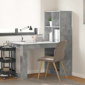 vidaXL Mesa com prateleira com armazenamento Cinzento 122 x 67 x 145 cm
