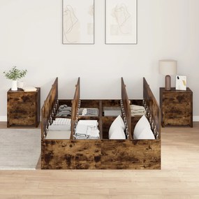 Cama com Armazenamento vidaXL em Carvalho Fumado 120x190 cm