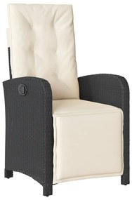 5 pcs conjunto de jantar p/ jardim c/ almofadões vime PE preto