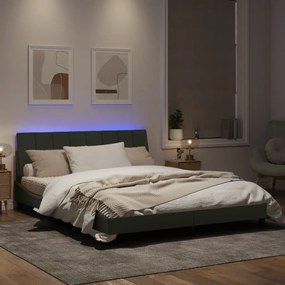 Estrutura de cama c/ luzes LED 160x200 cm veludo cinzento-claro