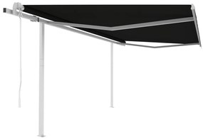 Toldo retrátil automático com postes 4x3,5 m antracite