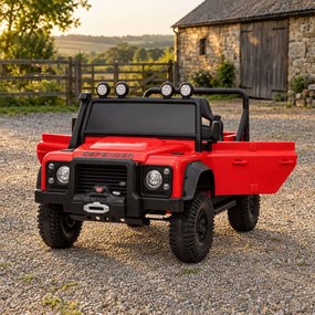 Jipe elétrico para crianças Land Rover Defender 110 SVX 12V, 4X4, luzes LED, bateria de lítio, licença ORIGINAL Vermelho