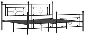 Estrutura de cama com cabeceira e pés 193x203 cm metal preto