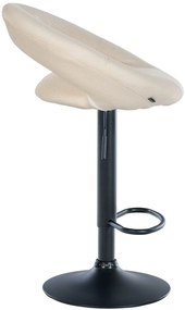 Conjunto de 2 bancos de bar Olinda em tecido e com estrutura preta 52 x 77-97 x 47 cm Creme