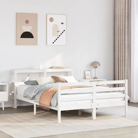 Estrutura cama c/ cabeceira 135x190 cm pinho maciço branco