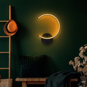 Candeeiro de Parede Moon - Preto - 33cm x 46cm x 6cm