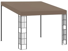 Gazebo de montagem na parede 3x3 m tecido cinzento-acastanhado