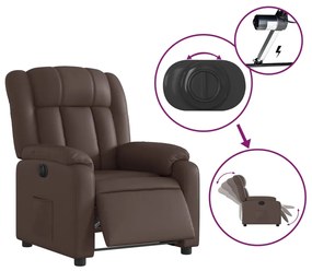 Poltrona reclinável elétrica couro artificial castanho