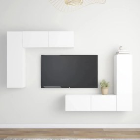 4 pcs conjunto de móveis de TV contraplacado branco