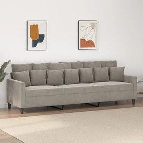 vidaXL Sofá de 3 lugares 210 cm veludo cinza-claro
