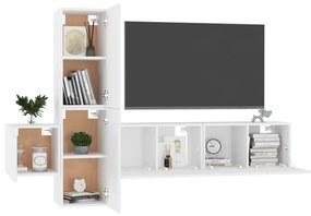 Conjunto de 5 Móveis de Parede de TV Faial S - Branco - Design Moderno