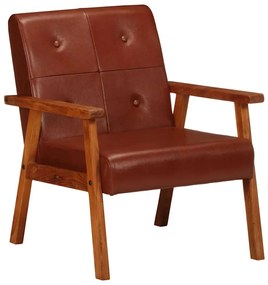 vidaXL Poltrona couro genuíno castanho