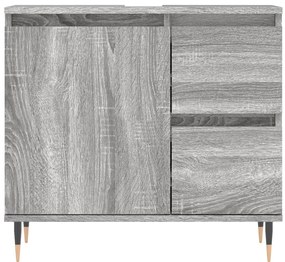 3 pcs Conjunto móveis casa de banho madeira proc. cinza sonoma