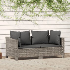 vidaXL 2 pcs conjunto lounge de jardim c/ almofadões vime PE cinzento