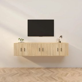 vidaXL Móveis de TV de parede 3 pcs 57x34,5x40 cm carvalho sonoma